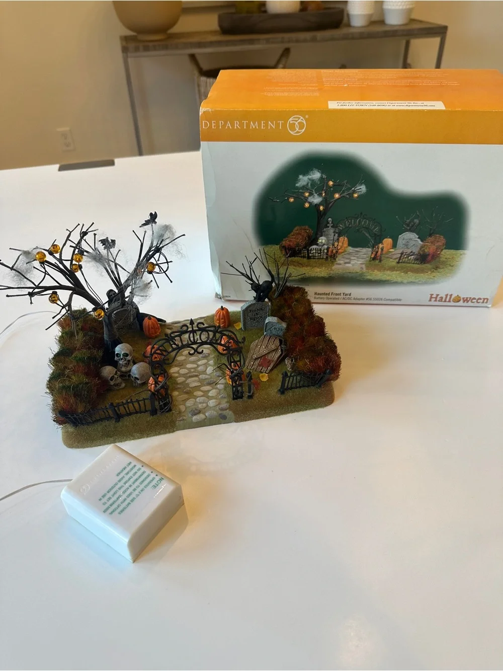 Department 56 Halloween Graveyard Scene with Orange and Black Accents